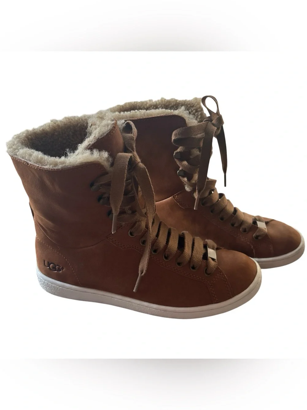 NWOT UGG Women’s Size 7.5 Chestnut Leather Shearling Lined Lace-Up High Top Boot